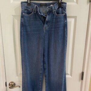 Banana Republic High Rise Wide Leg Jeans with frayed hem size 28